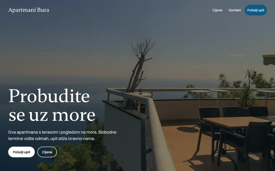 Primjer stranice Apartmani Bura, apartmani
