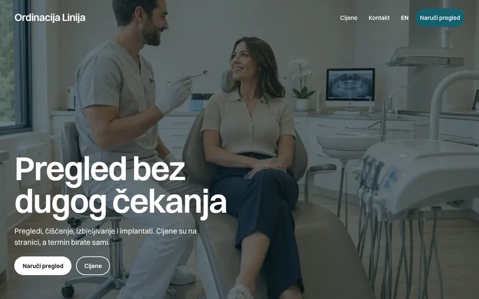 Primjer stranice Ordinacija Linija, stomatološka ordinacija