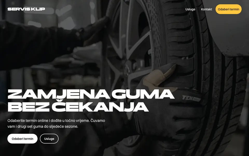 Primjer stranice Servis Klip, autoservis
